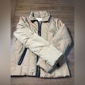 Michael Kors Beige Irridescent Lightweight Puffer Jacket - Women Size M